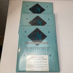 3 Masterpiece Crystal Clear Laser Printer Labels 8.5x11 Full Sheet 3 Packs